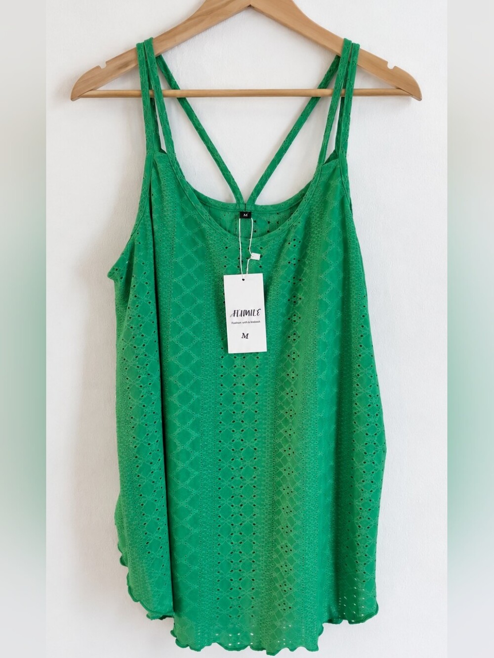 Athmile Green Eyelet Strappy Tank Top